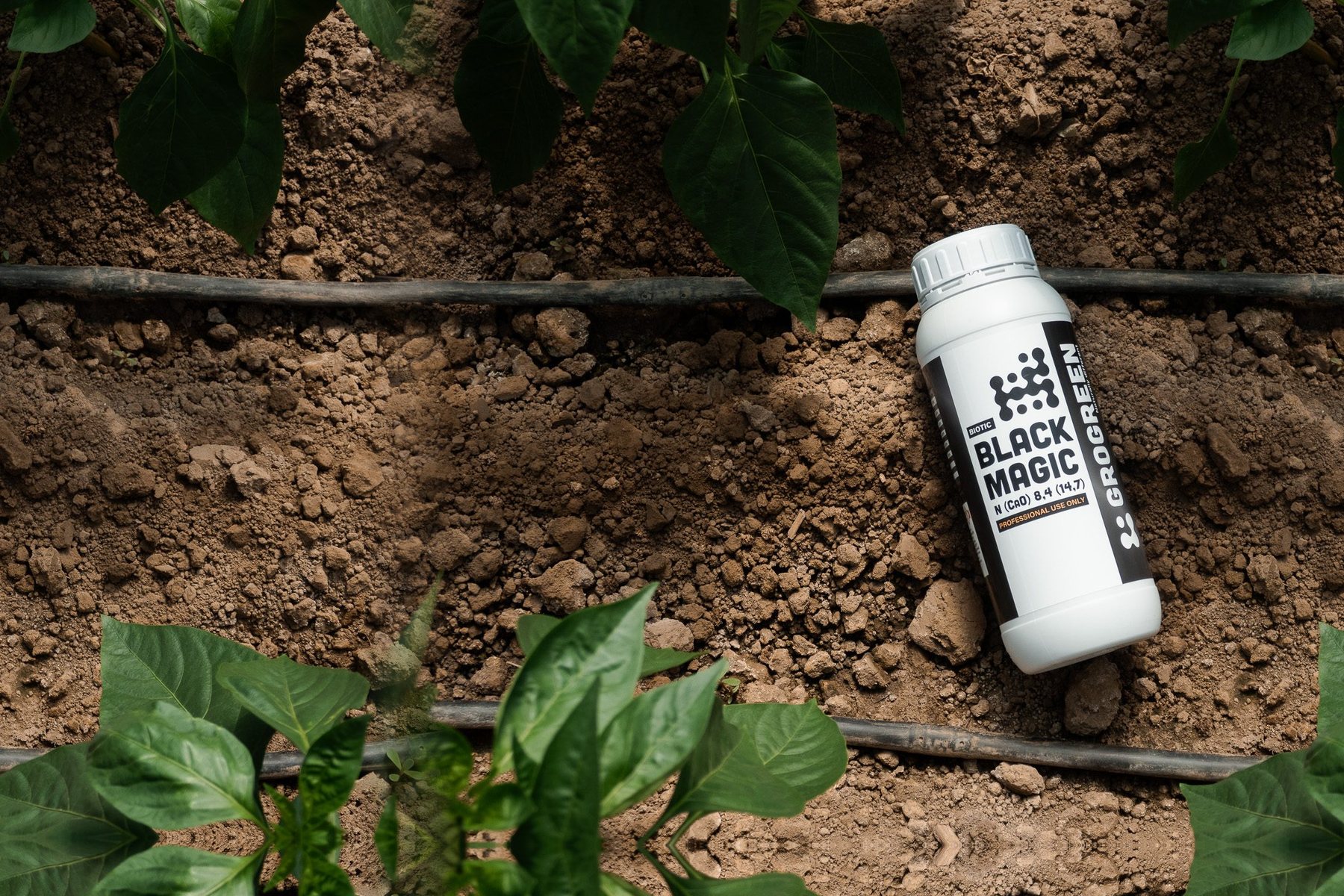 GROGREEN Black Magic soil conditioner on a drip line